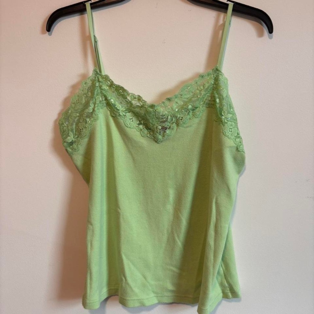 y2k green lace cami
